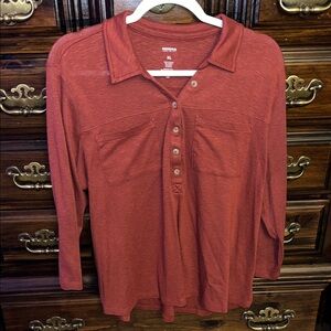 Sonoma Women's Brick Red Button-Down Shirt